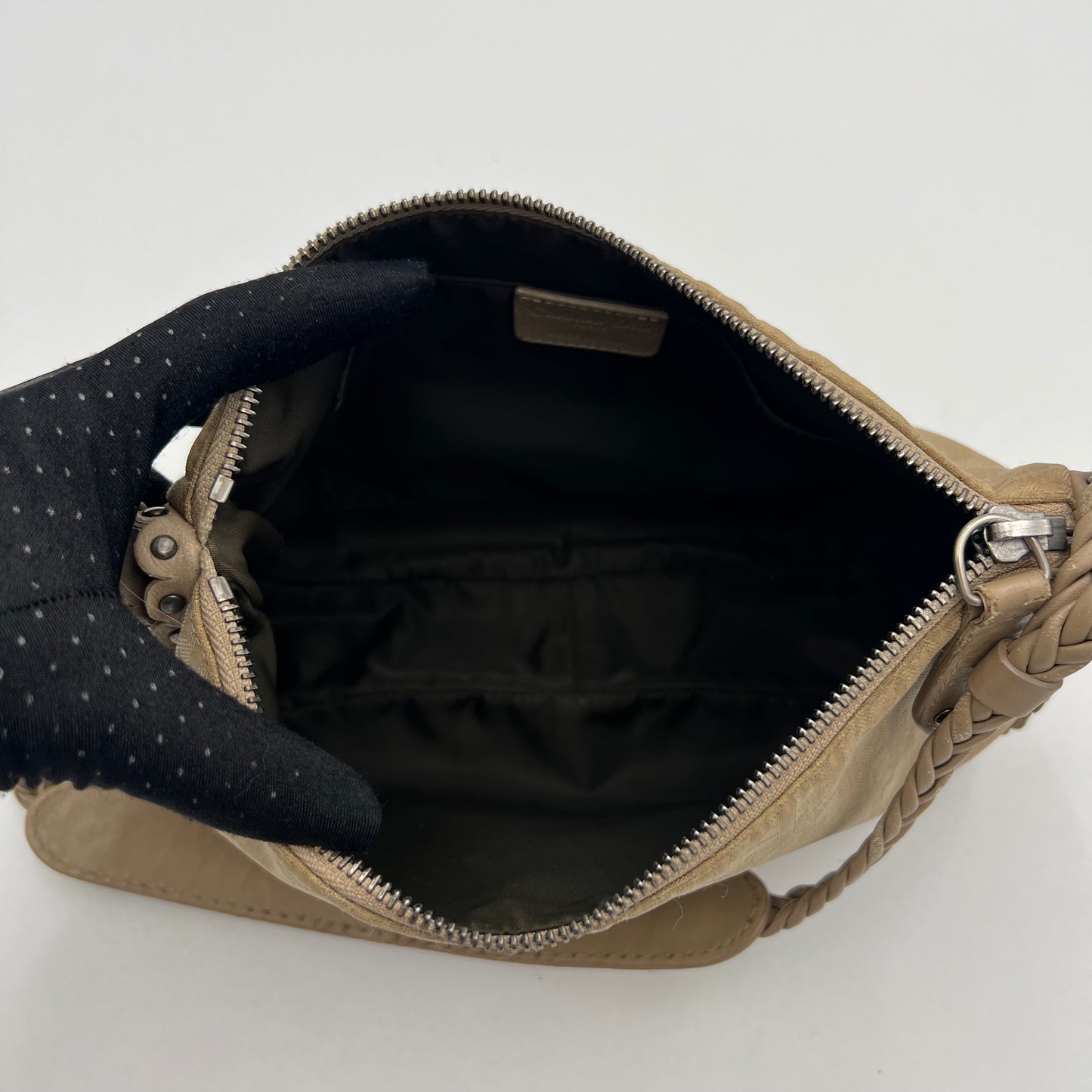 Christian Dior Beige Trotter Heart Charm Ethnic Shoulder Bag