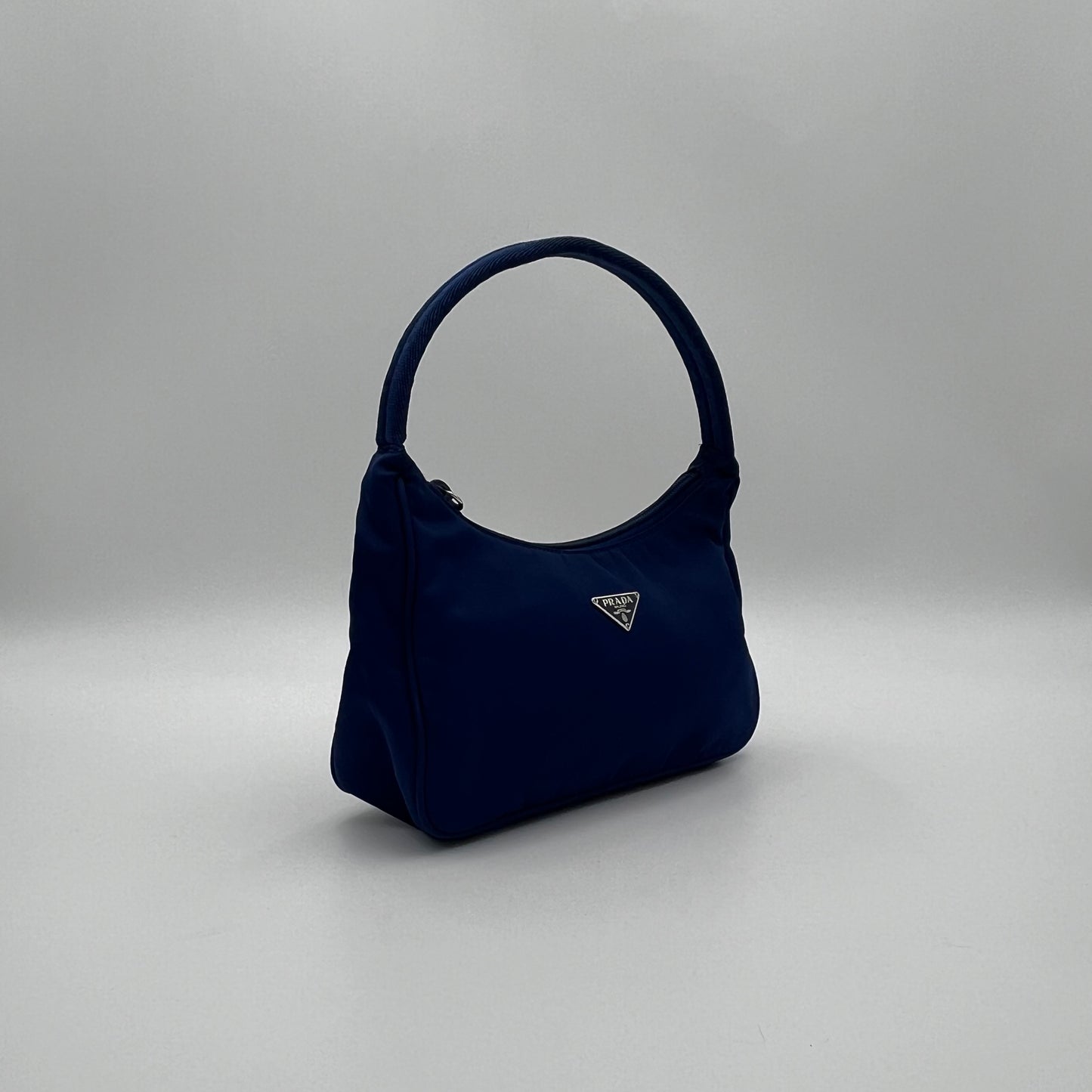 Prada Royal Blue Nylon Mini Hobo Baguette