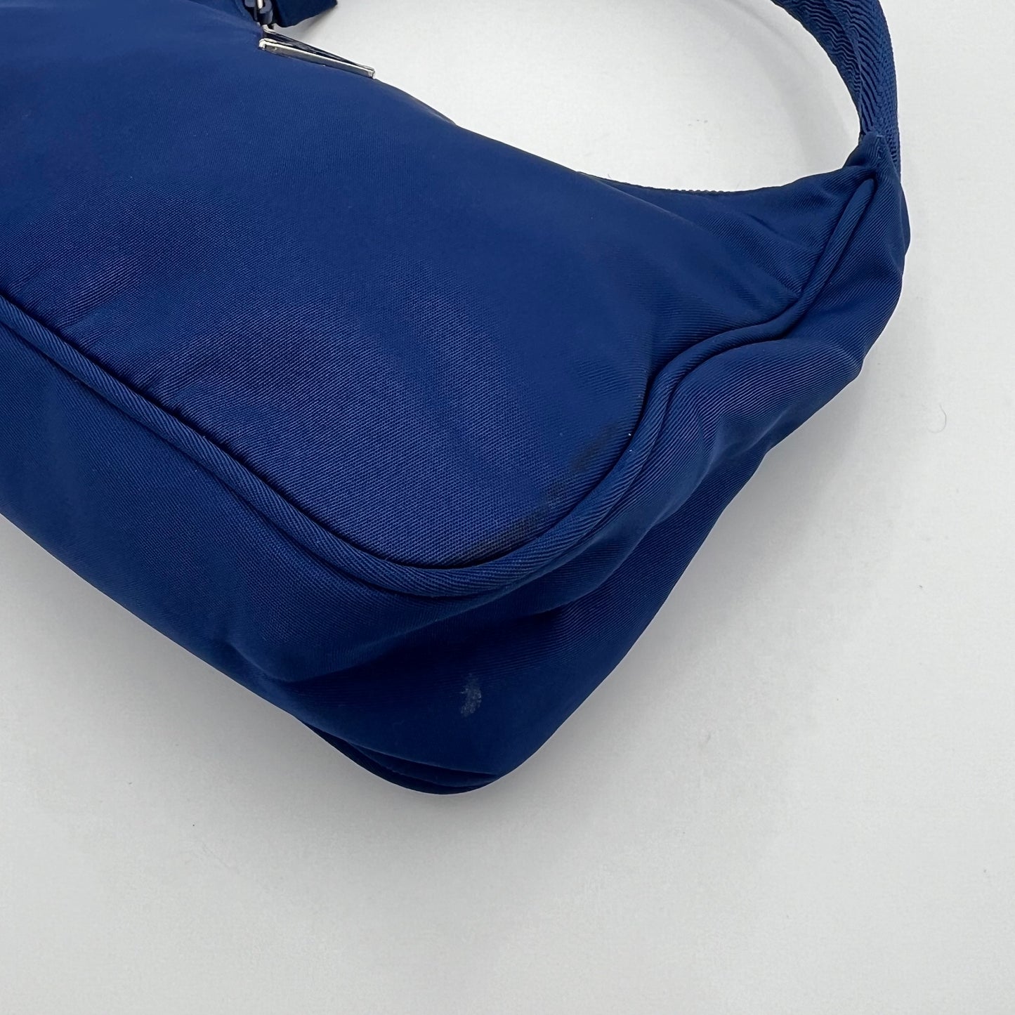 Prada Royal Blue Nylon Mini Hobo Baguette