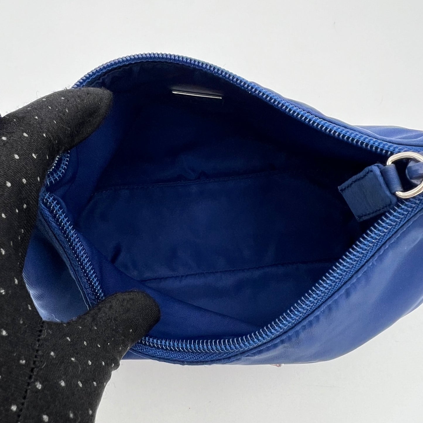 Prada Royal Blue Nylon Mini Hobo Baguette