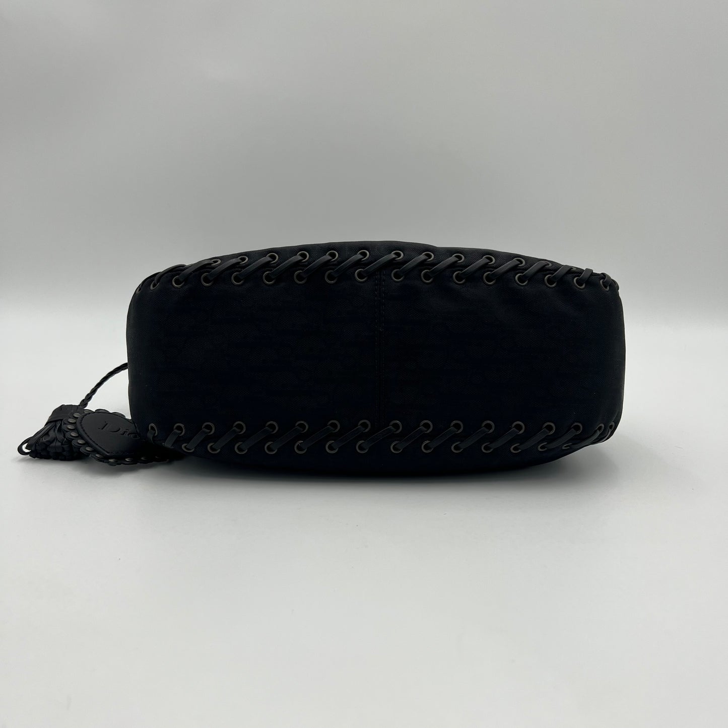 Christian Dior Black Trotter Canvas and Leather Ethnic Flap Shoulder Bag