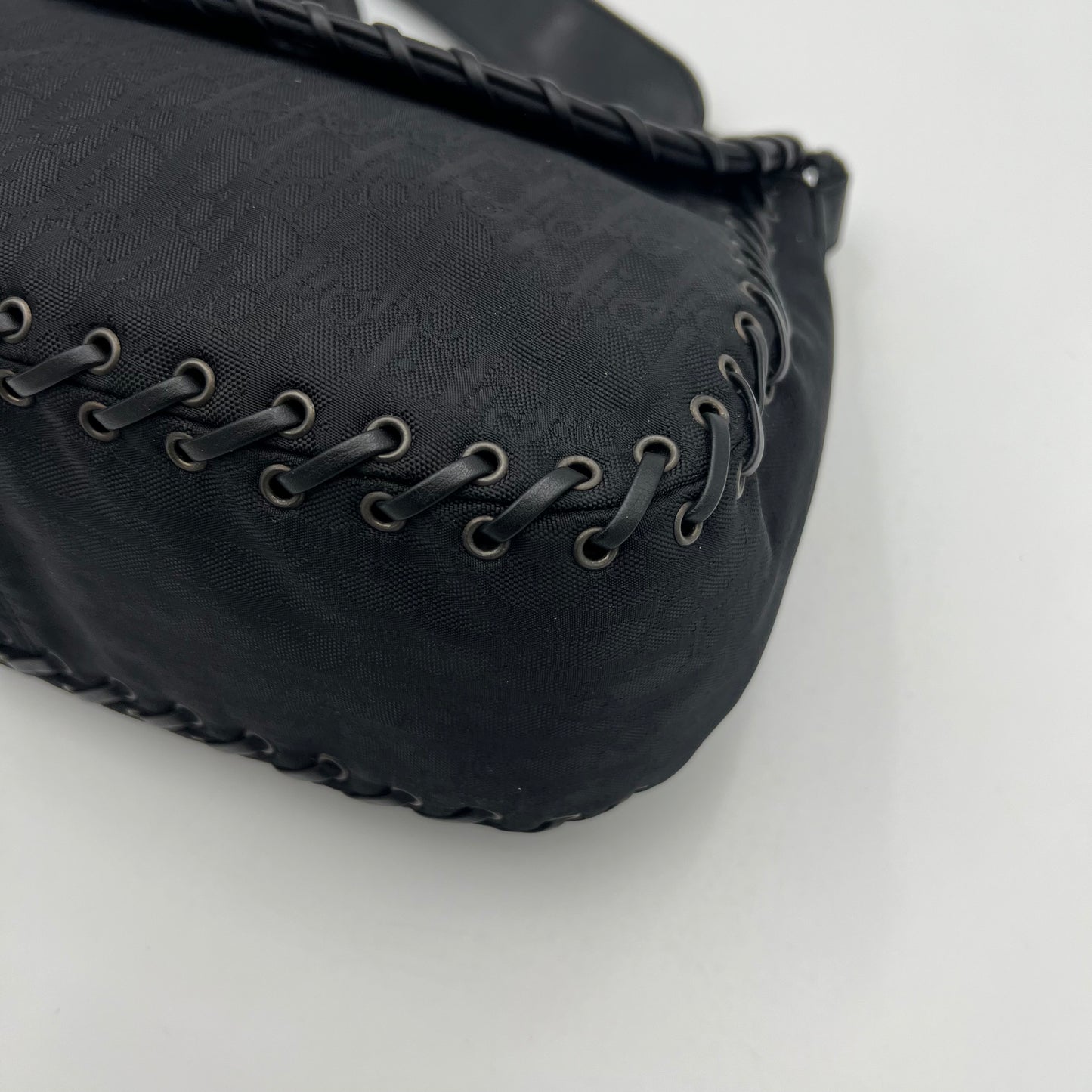 Christian Dior Black Trotter Canvas and Leather Ethnic Flap Shoulder Bag