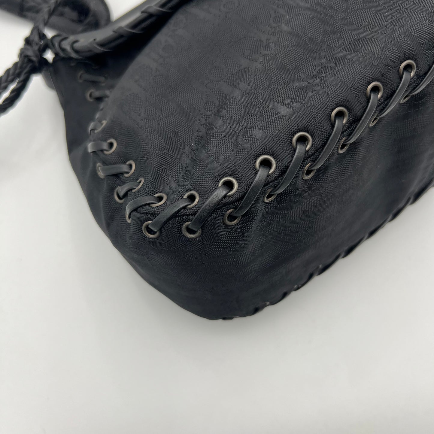 Christian Dior Black Trotter Canvas and Leather Ethnic Flap Shoulder Bag
