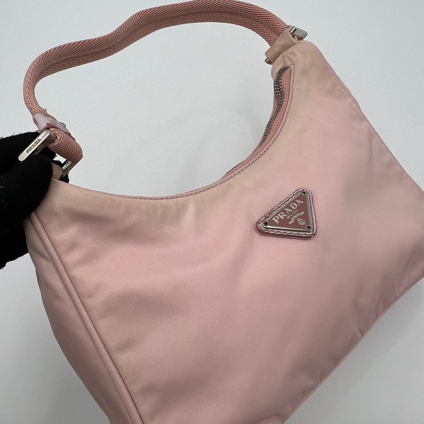 Prada Alabaster Pink Nylon Re-Edition 2000 Mini Hobo Bag