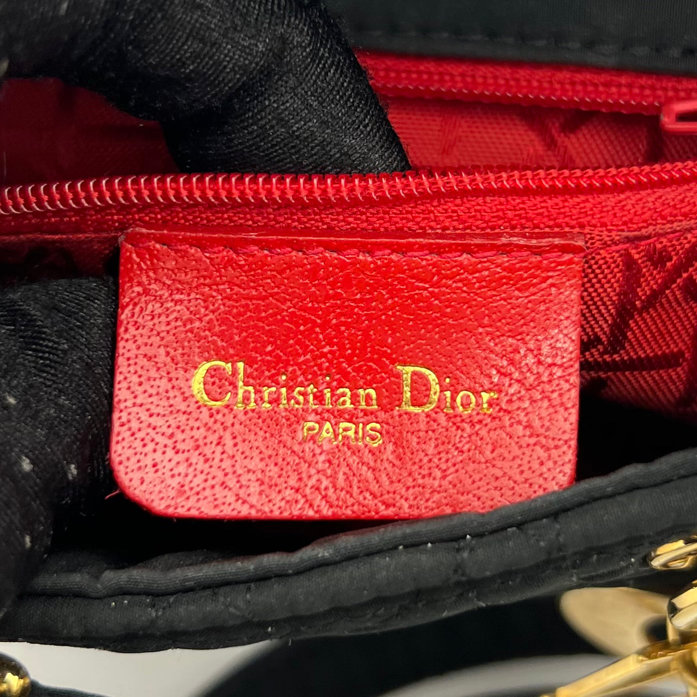 Christian Dior Black Nylon Cannage Mini Lady Dior with Long Strap GHW