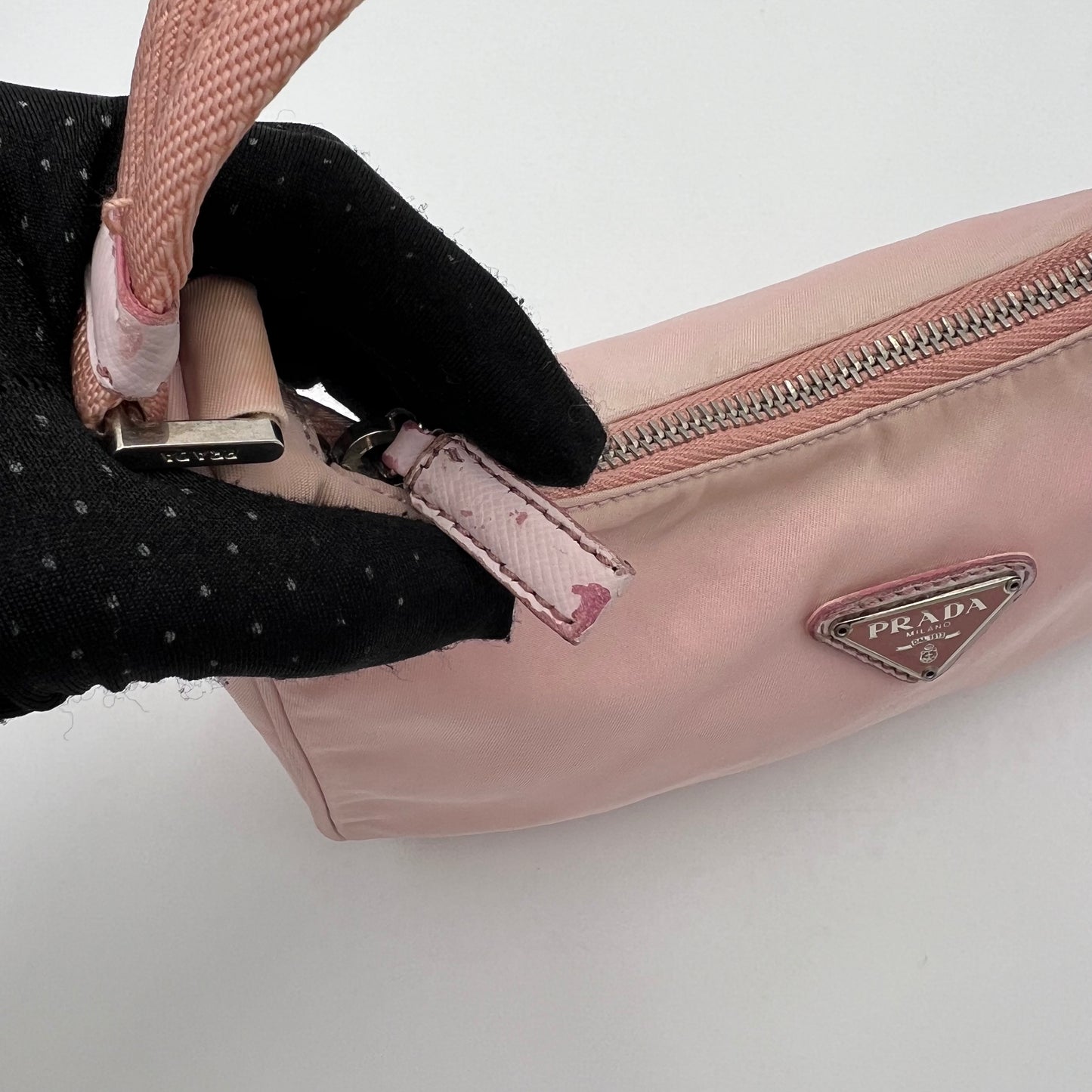 Prada Alabaster Pink Nylon Re-Edition 2000 Mini Hobo Bag