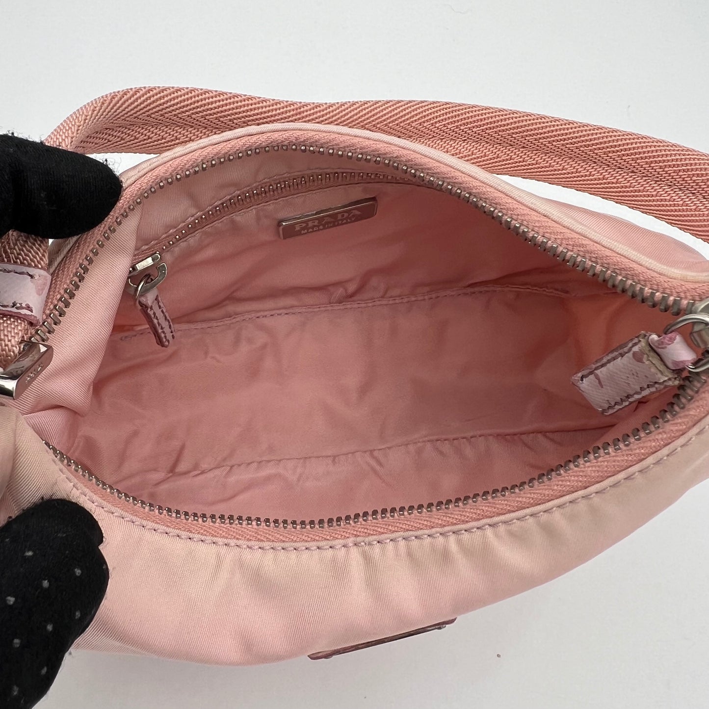 Prada Alabaster Pink Nylon Re-Edition 2000 Mini Hobo Bag