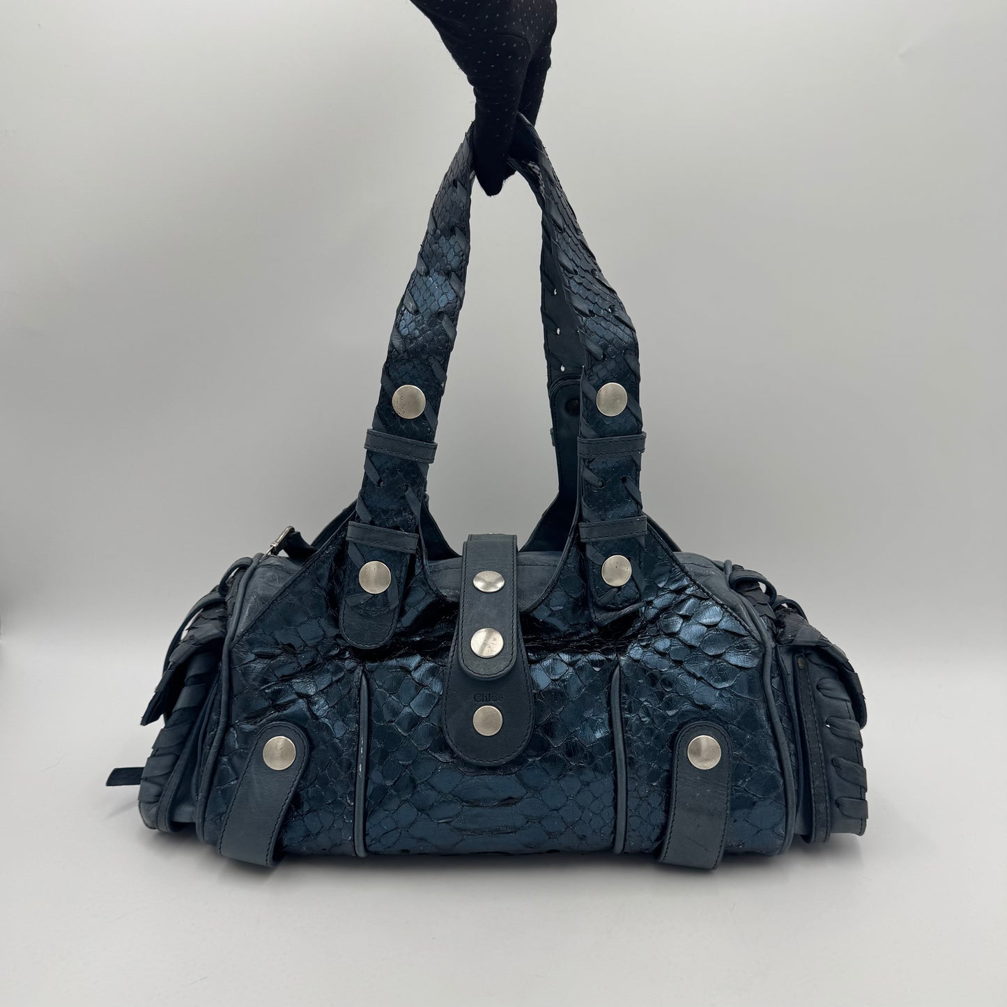 Chloe Blue Metallic Python Leather Silverado