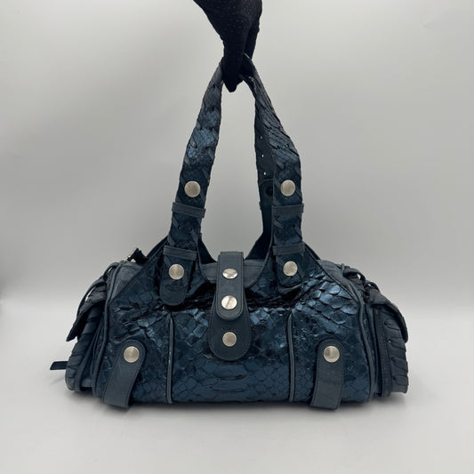 Chloe Blue Metallic Python Leather Silverado