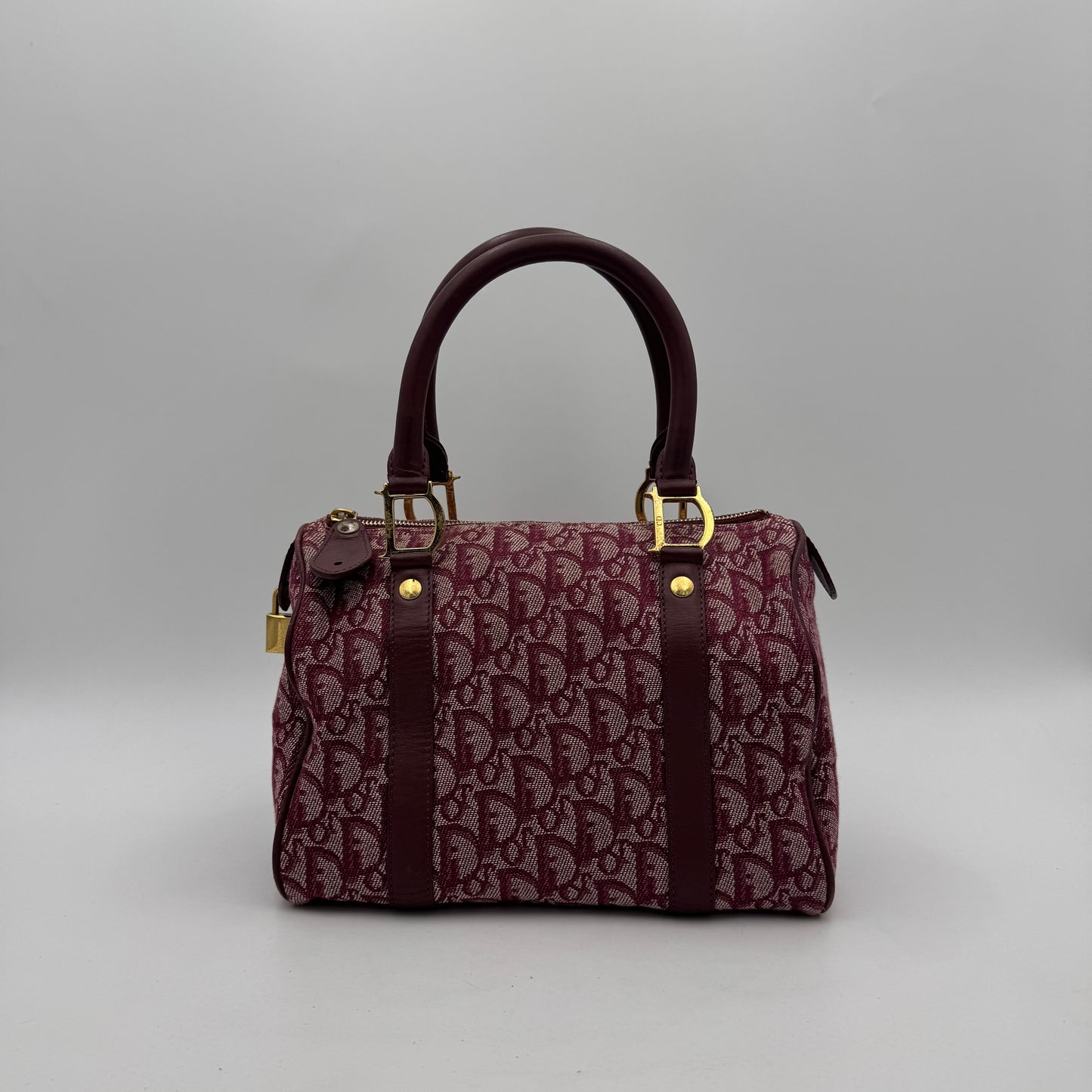 Christian Dior Burgundy Oblique Canvas Boston 25 GHW