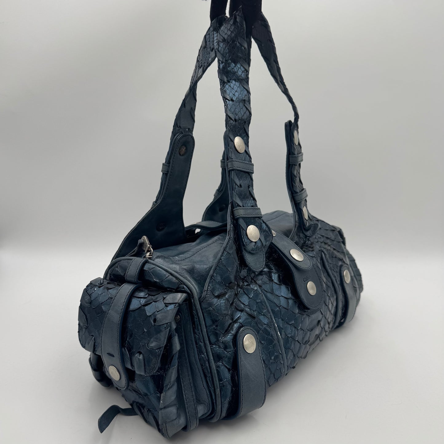 Chloe Blue Metallic Python Leather Silverado