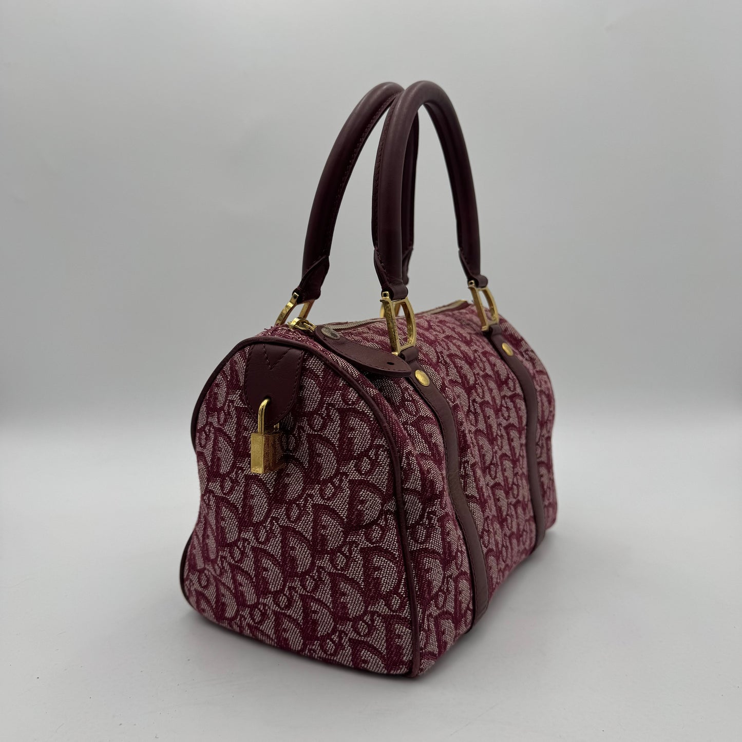 Christian Dior Burgundy Oblique Canvas Boston 25 GHW