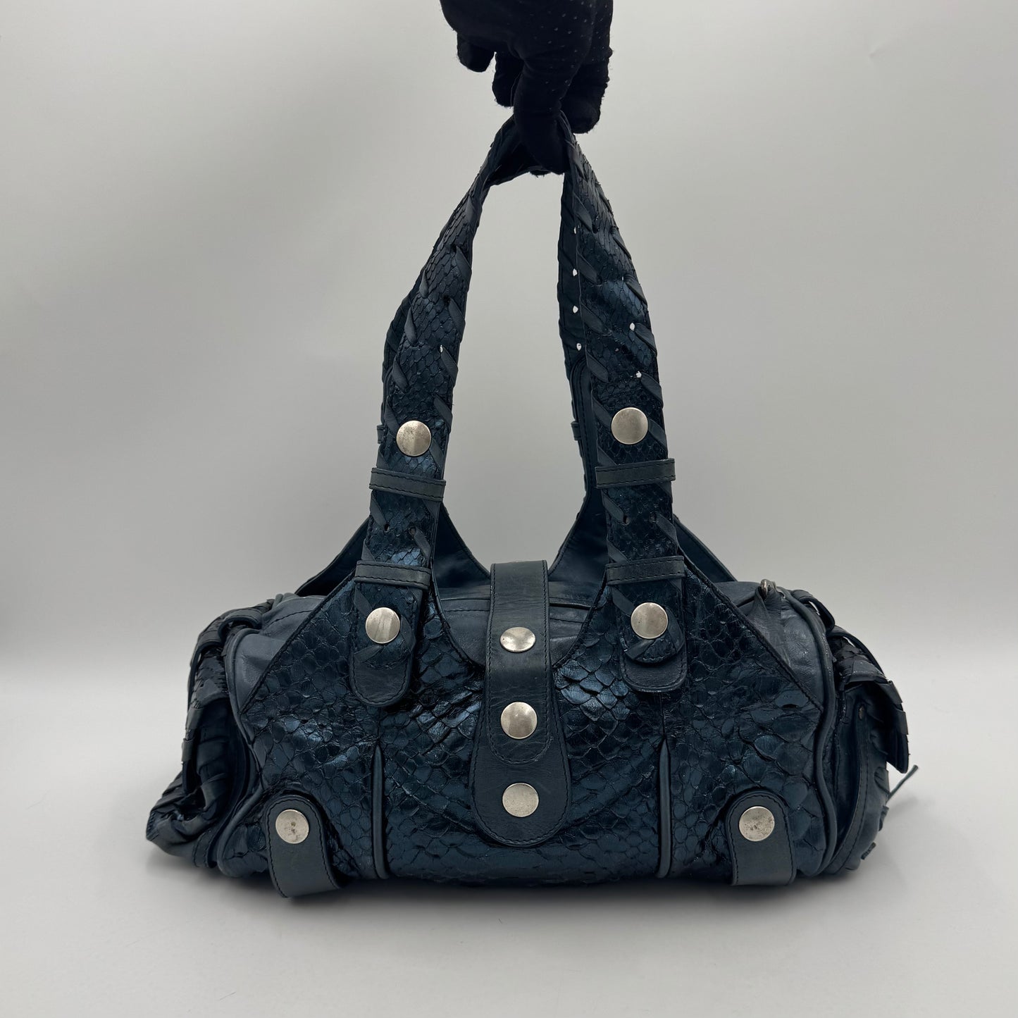 Chloe Blue Metallic Python Leather Silverado