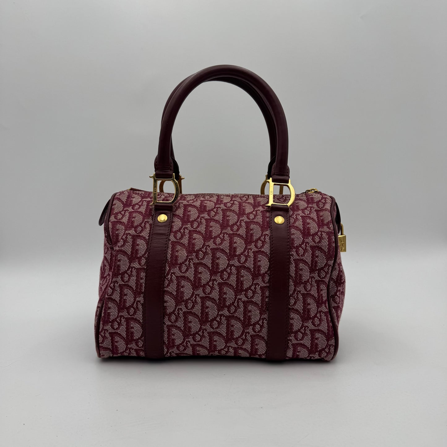 Christian Dior Burgundy Oblique Canvas Boston 25 GHW