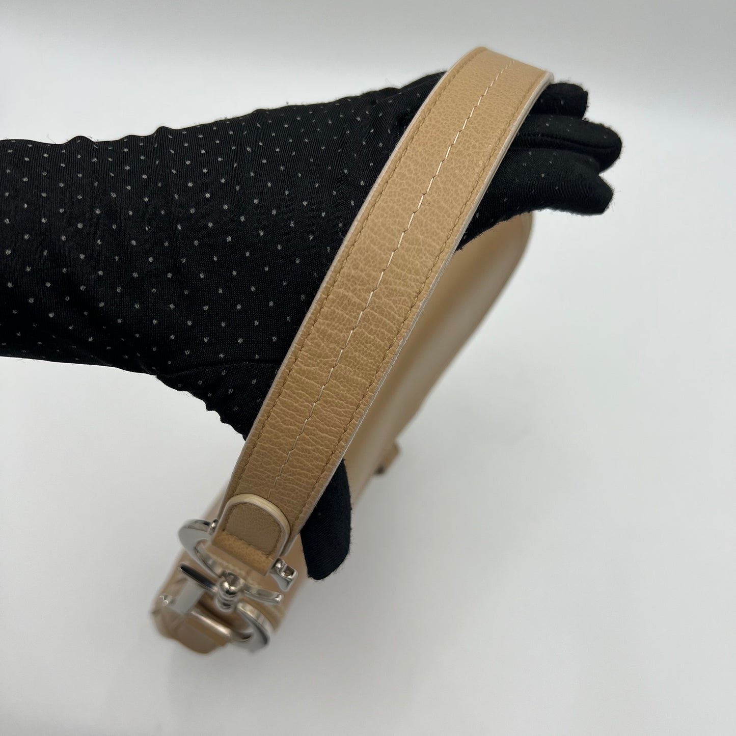 Christian Dior Beige Leather Top Stitch Detail Saddle Bag