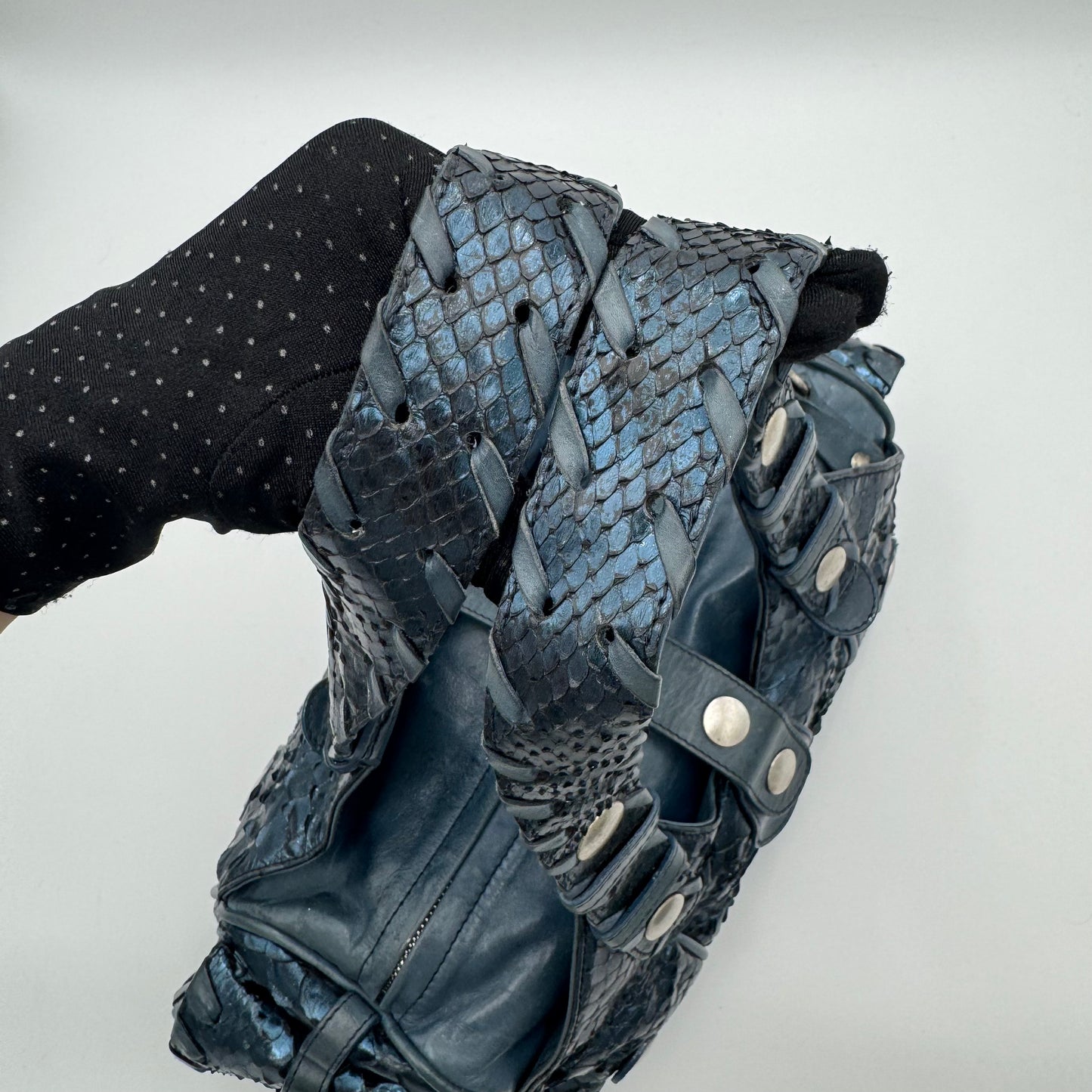 Chloe Blue Metallic Python Leather Silverado