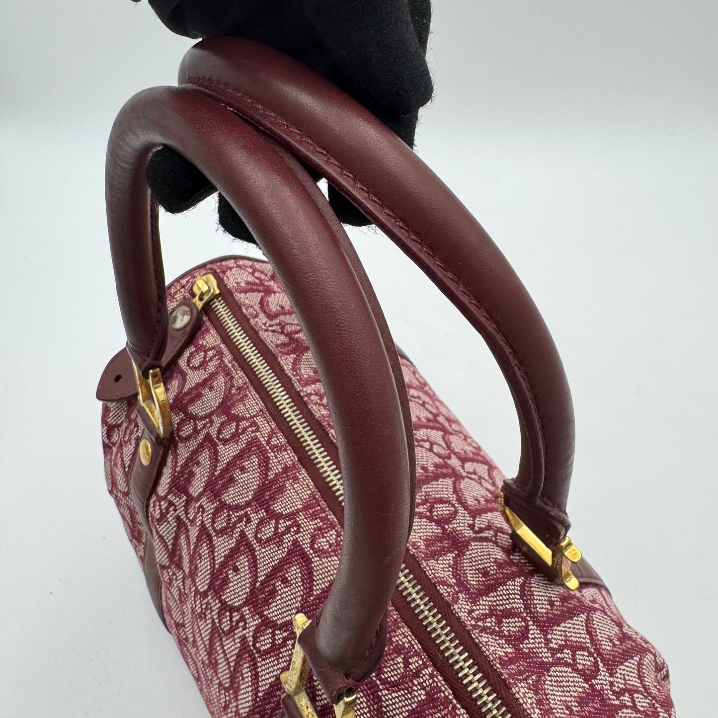 Christian Dior Burgundy Oblique Canvas Boston 25 GHW
