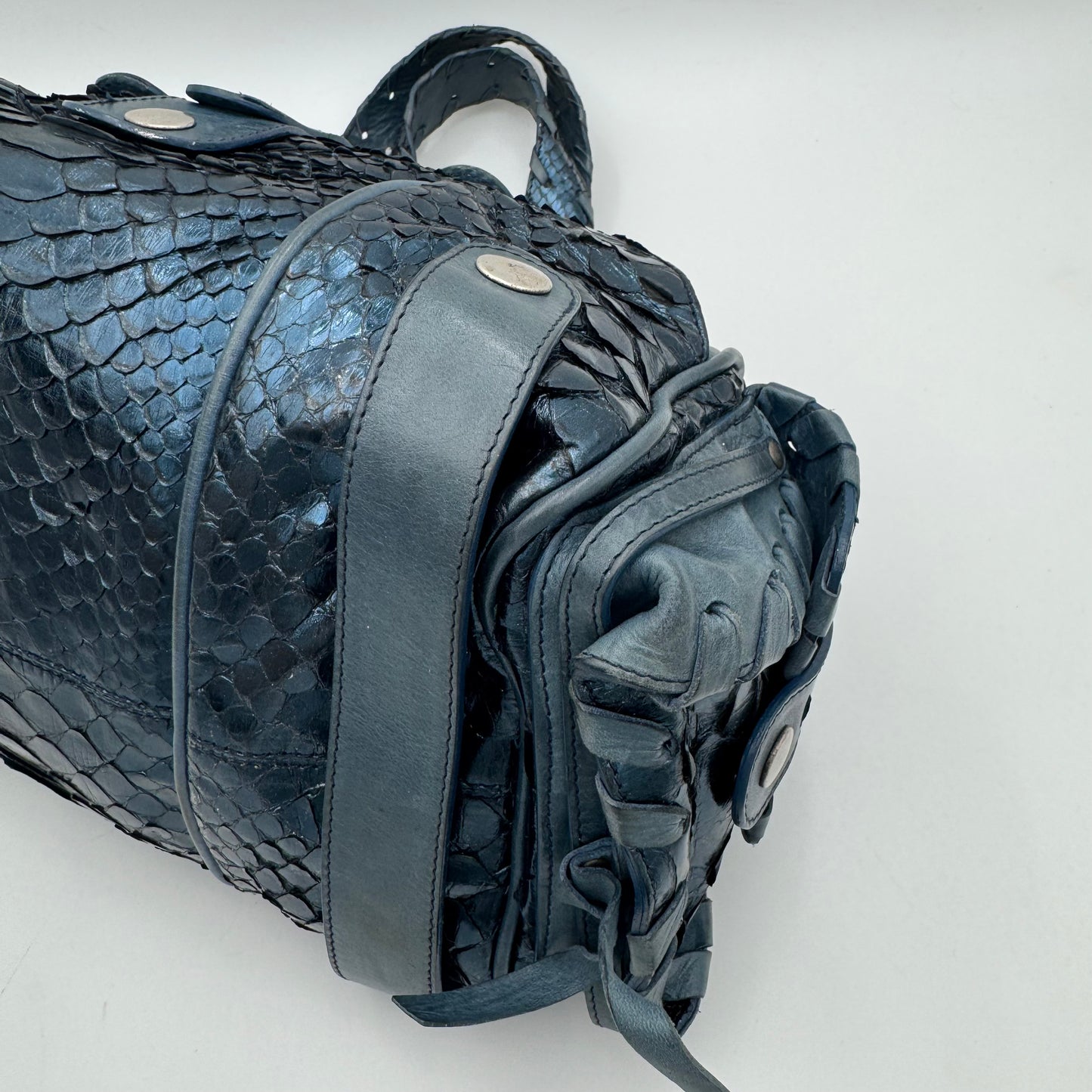 Chloe Blue Metallic Python Leather Silverado