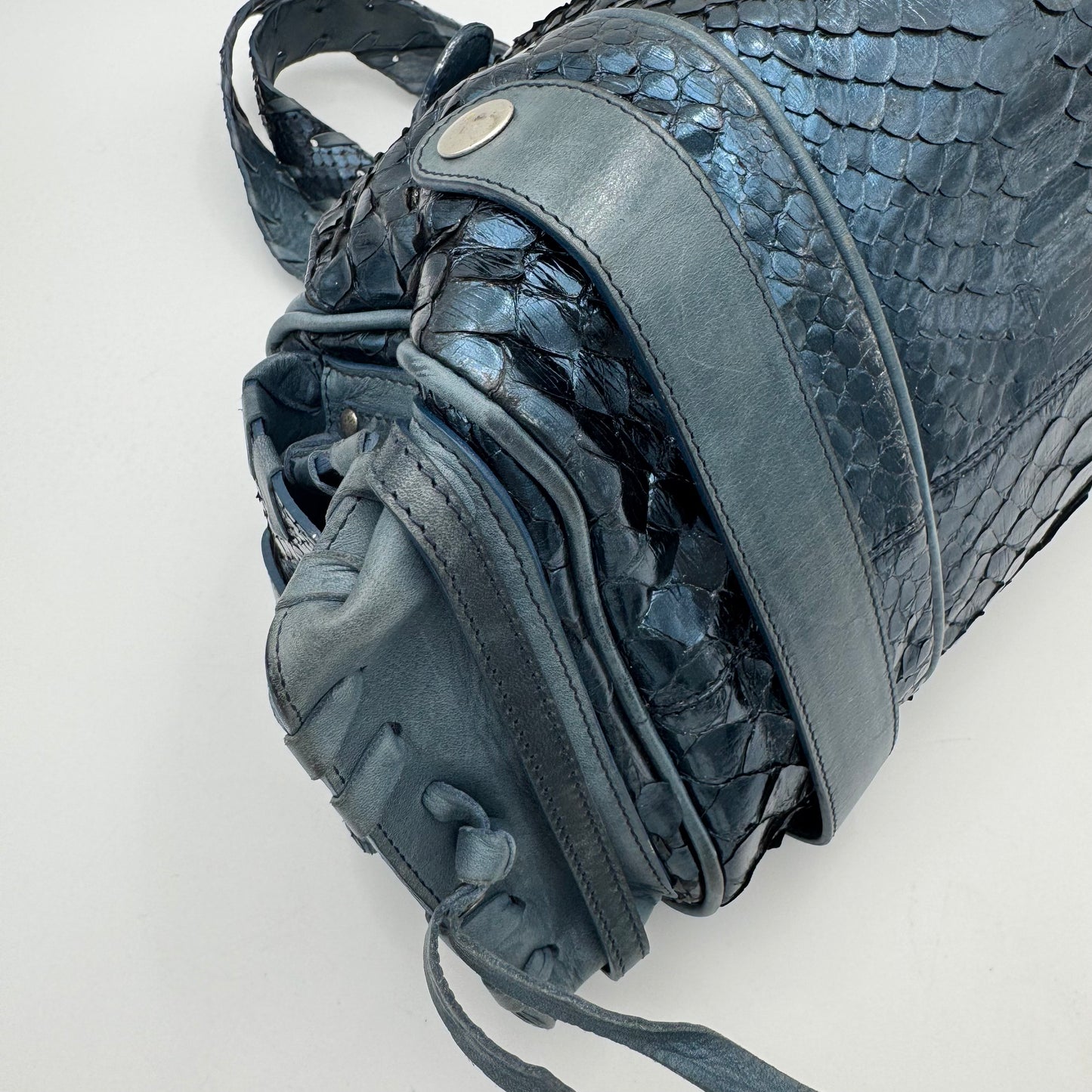 Chloe Blue Metallic Python Leather Silverado