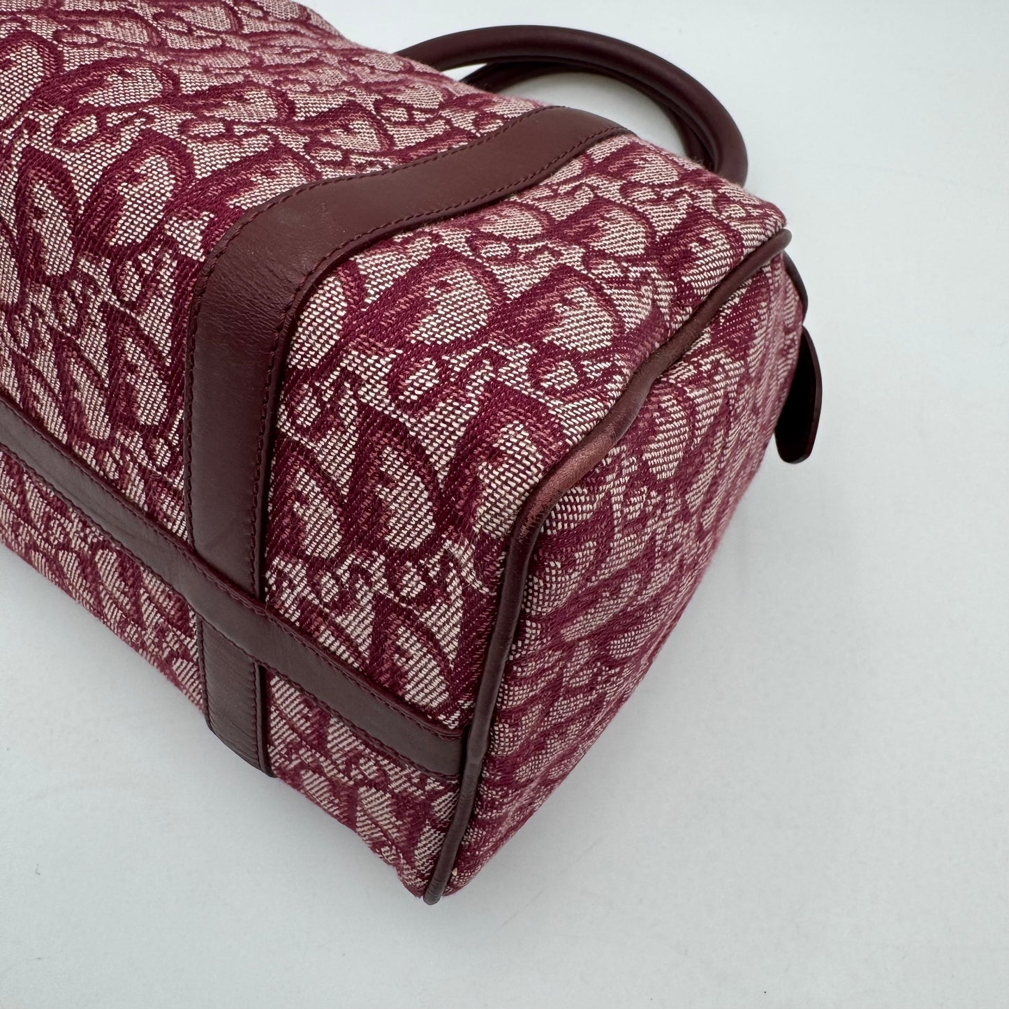 Christian Dior Burgundy Oblique Canvas Boston 25 GHW