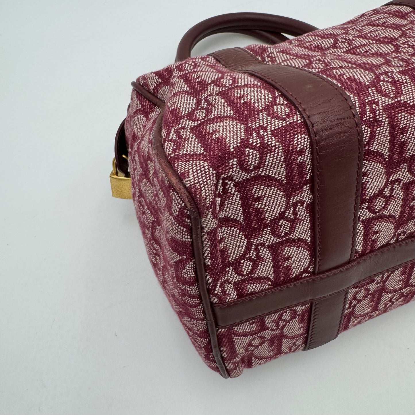 Christian Dior Burgundy Oblique Canvas Boston 25 GHW