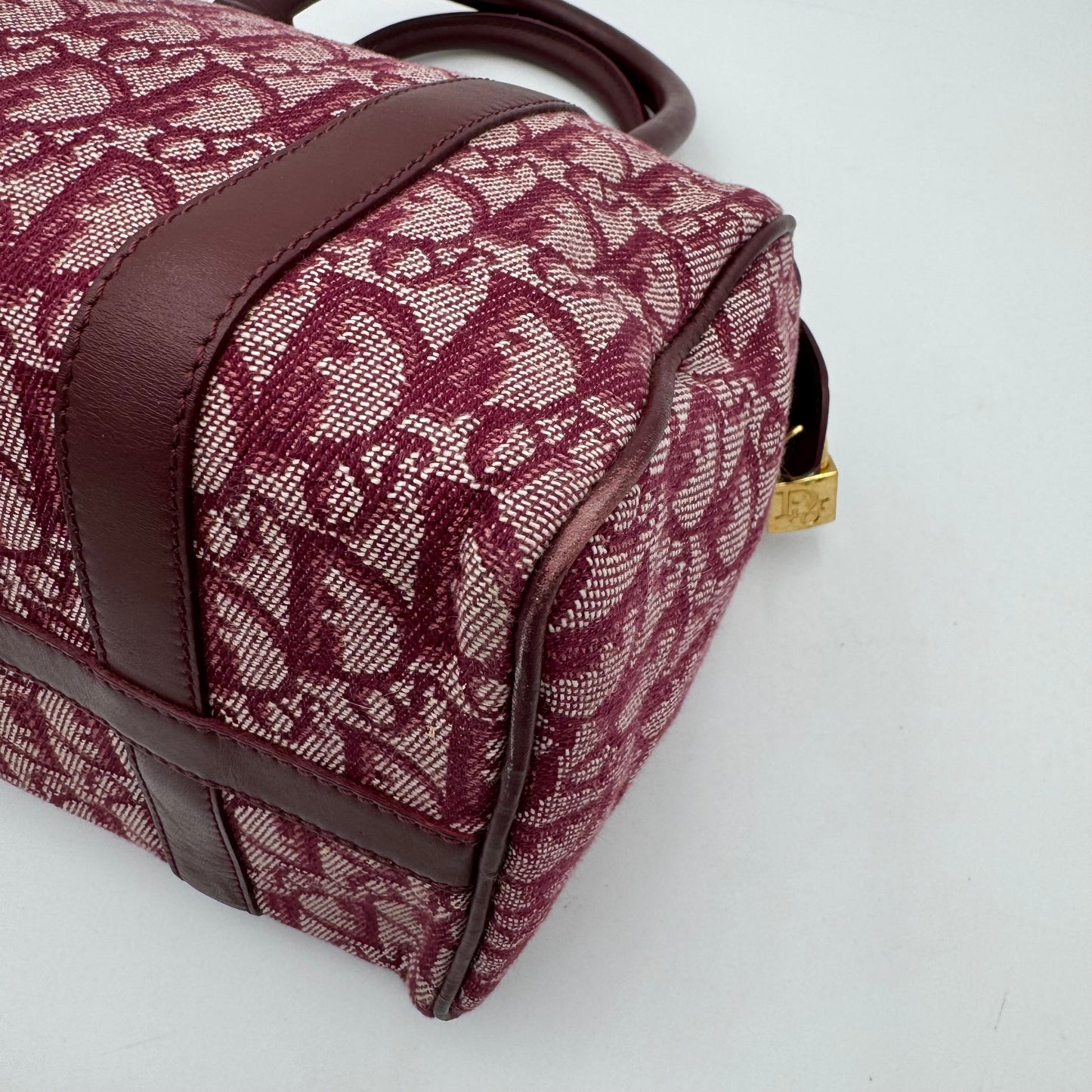 Christian Dior Burgundy Oblique Canvas Boston 25 GHW