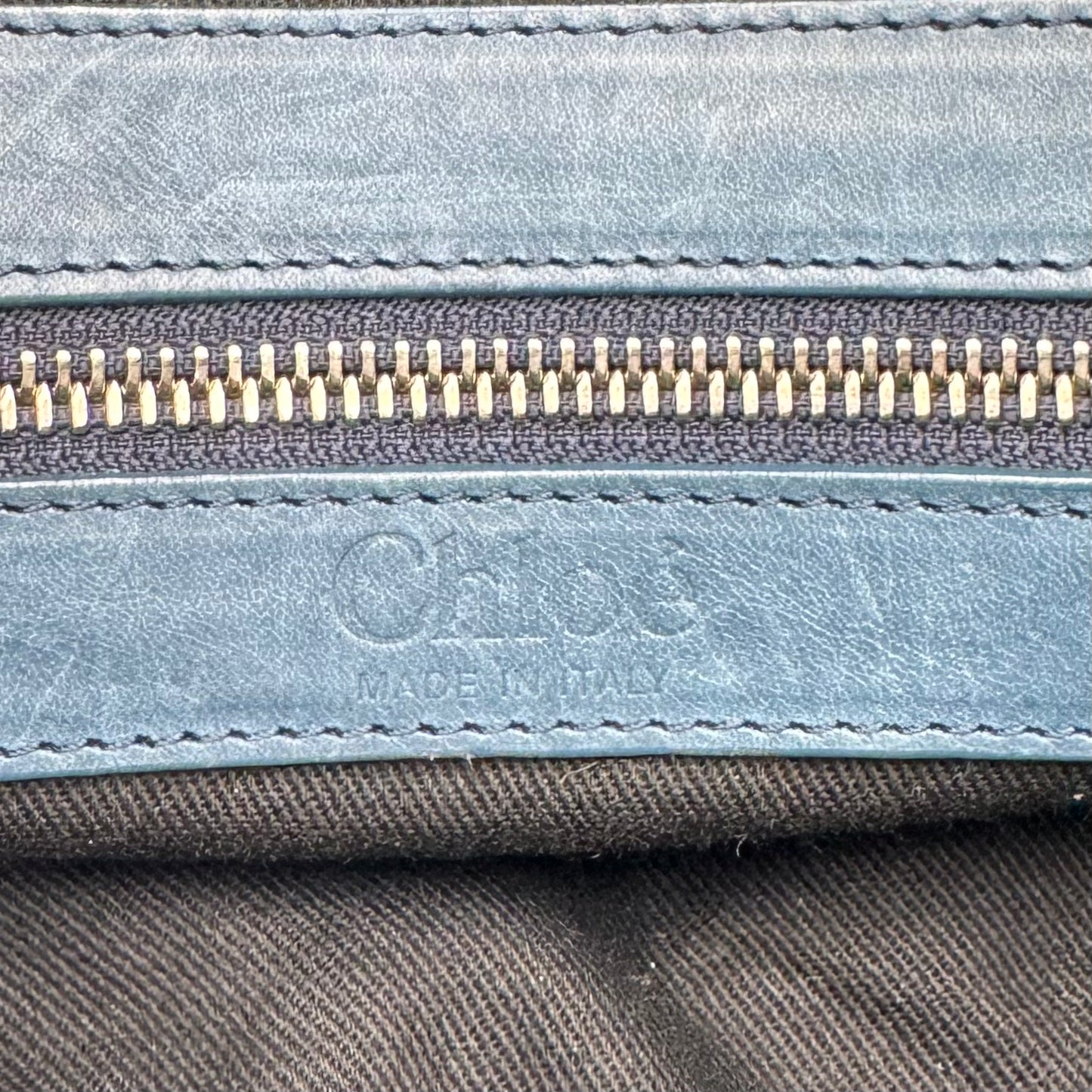 Chloe Blue Metallic Python Leather Silverado