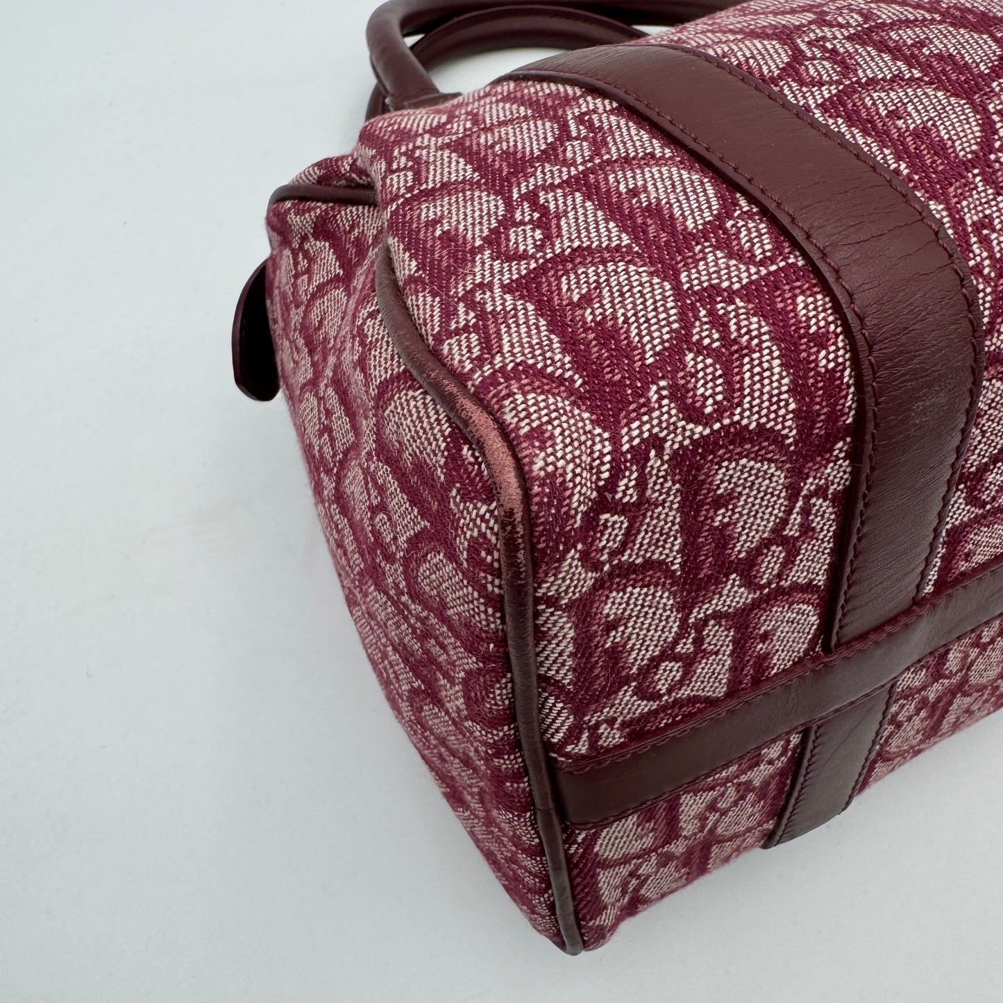 Christian Dior Burgundy Oblique Canvas Boston 25 GHW