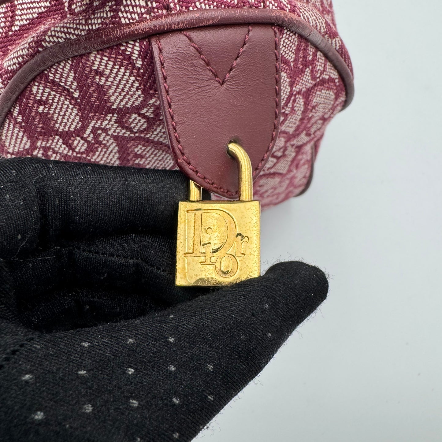 Christian Dior Burgundy Oblique Canvas Boston 25 GHW