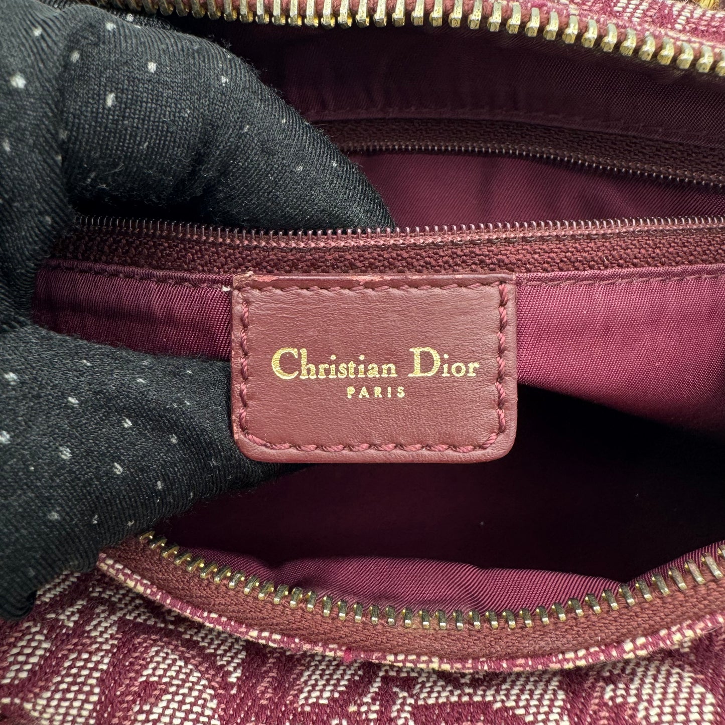 Christian Dior Burgundy Oblique Canvas Boston 25 GHW