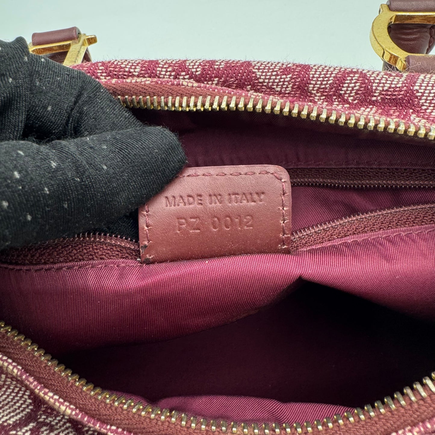 Christian Dior Burgundy Oblique Canvas Boston 25 GHW