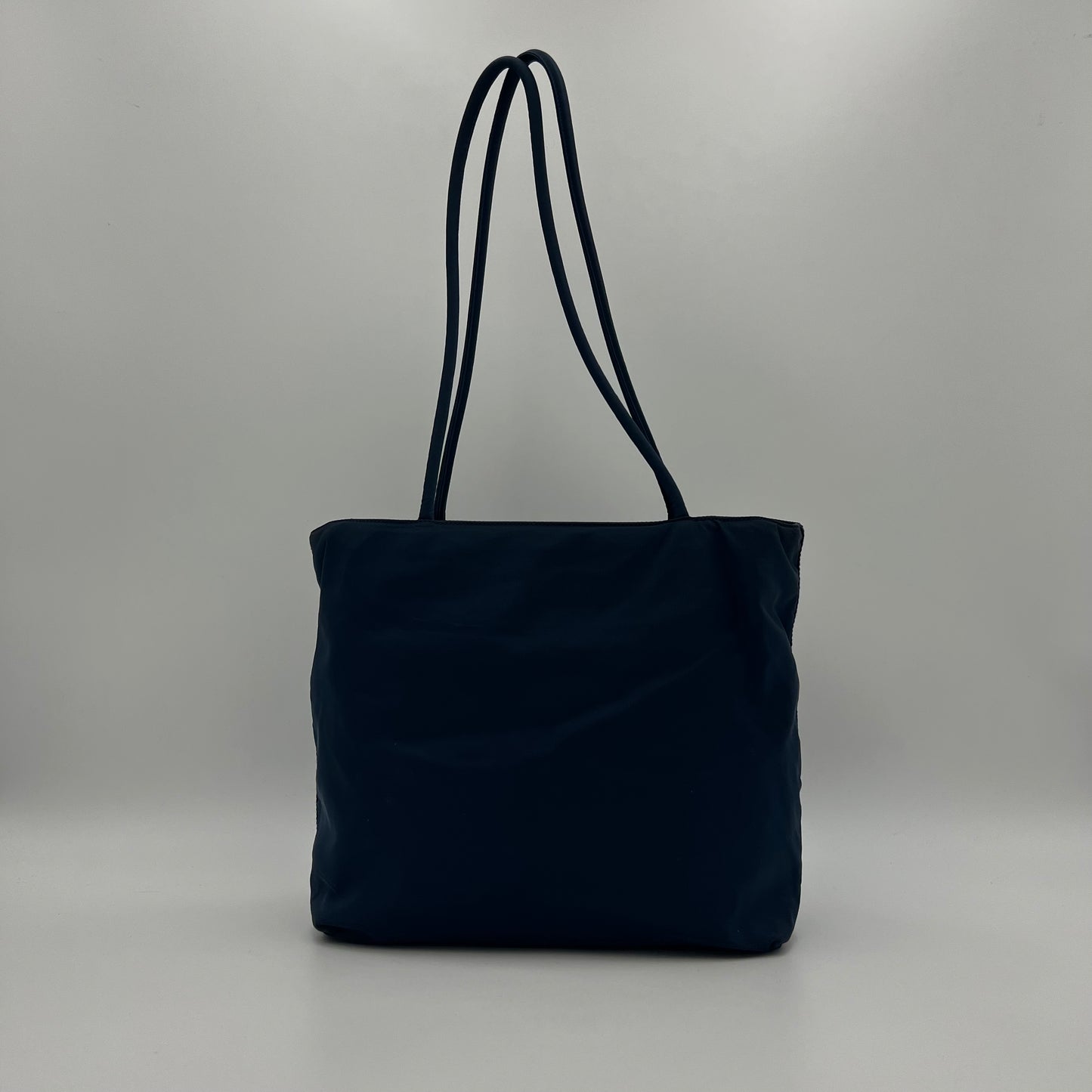 Prada Dark Blue Nylon Long Strap Zip Tote