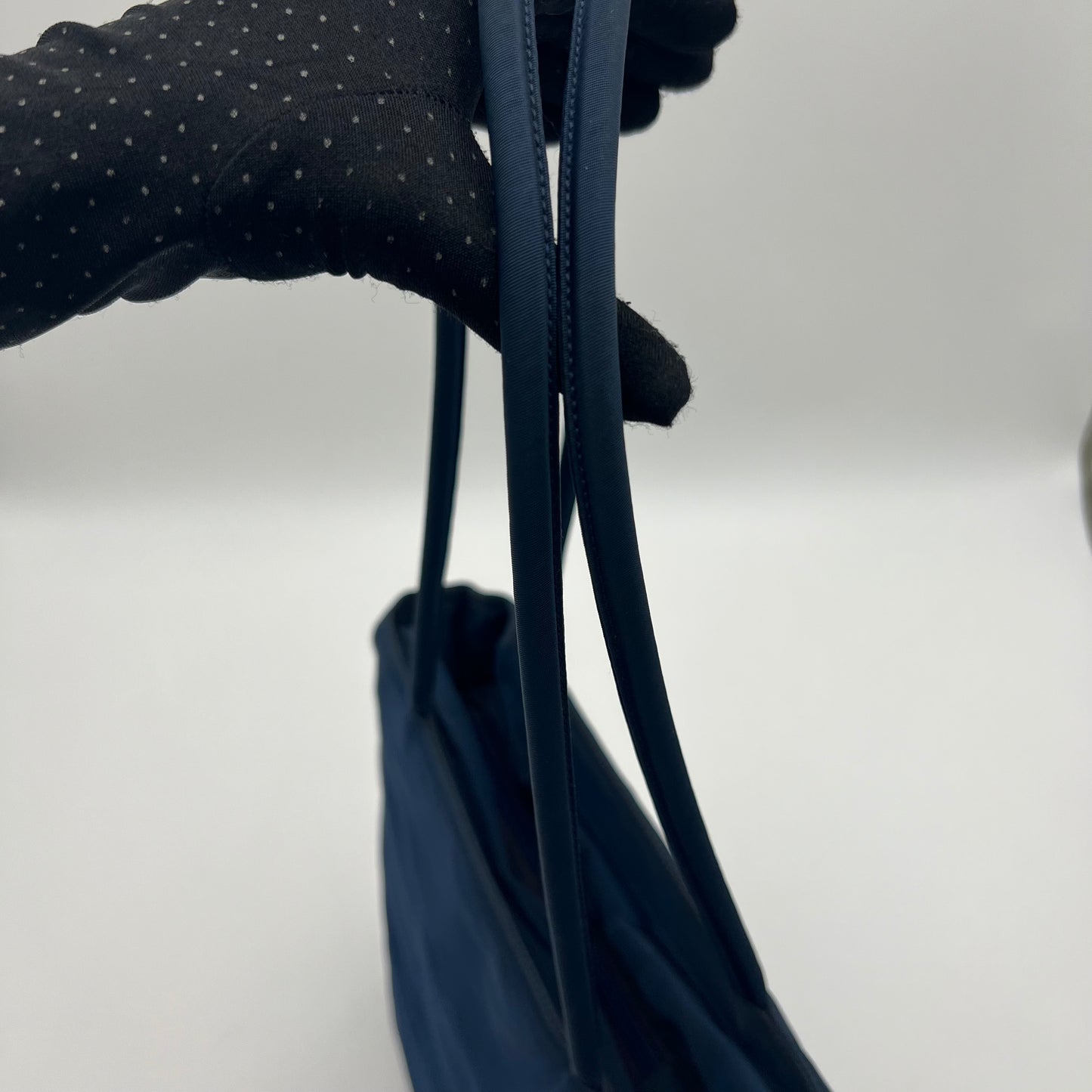 Prada Dark Blue Nylon Long Strap Zip Tote
