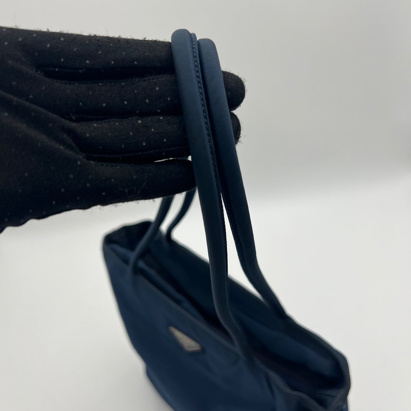 Prada Dark Blue Nylon Long Strap Zip Tote