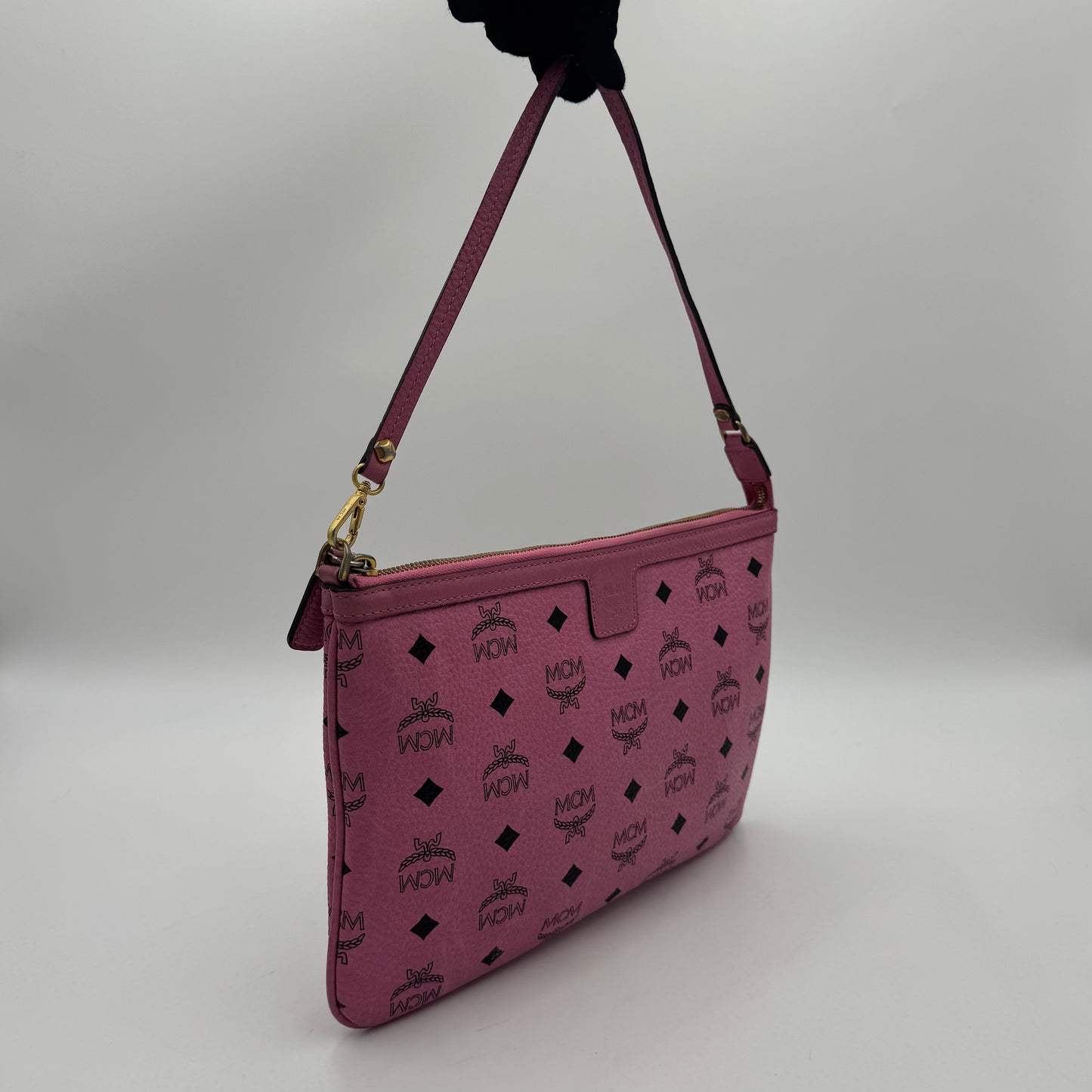 MCM Pink Visetos Pouch Shoulder Bag