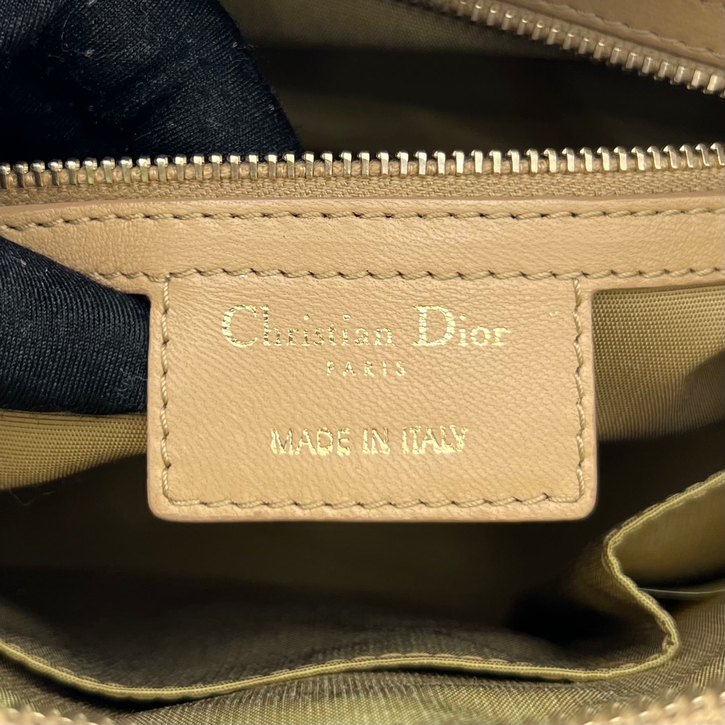 Christian Dior Beige Quilted Leather Side Pocket Satchel
