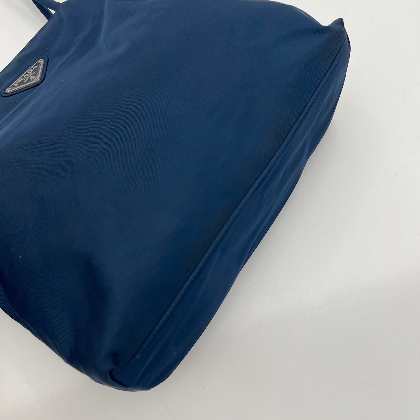 Prada Dark Blue Nylon Long Strap Zip Tote