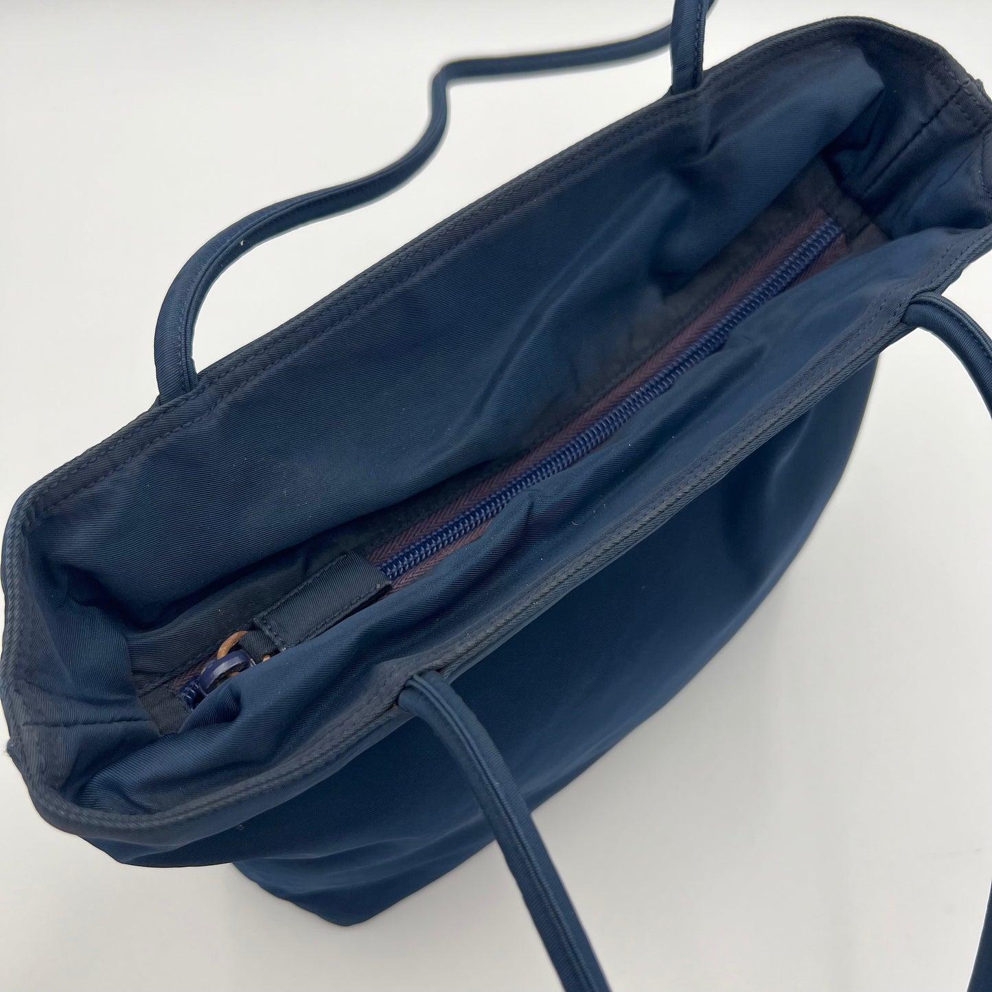 Prada Dark Blue Nylon Long Strap Zip Tote