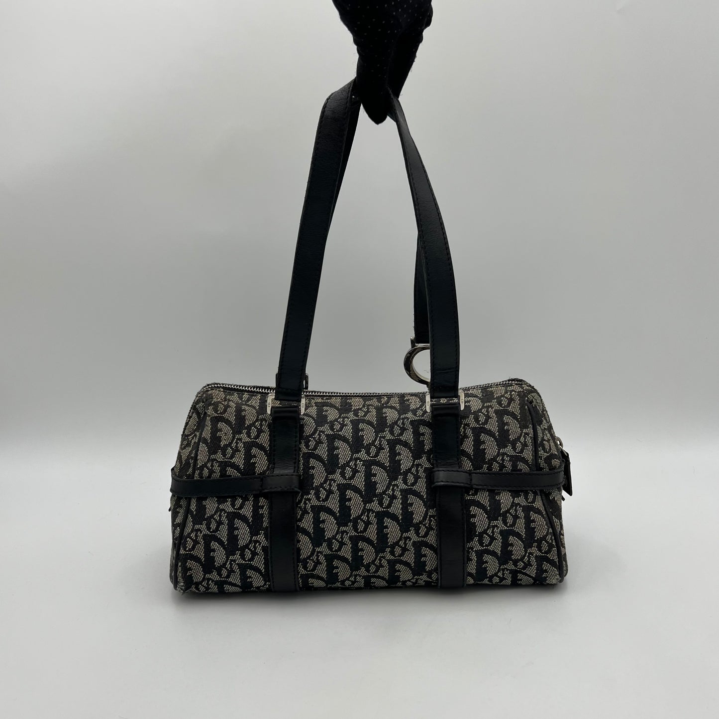 Christian Dior Black Oblique Canvas Spellout D Charm Boston
