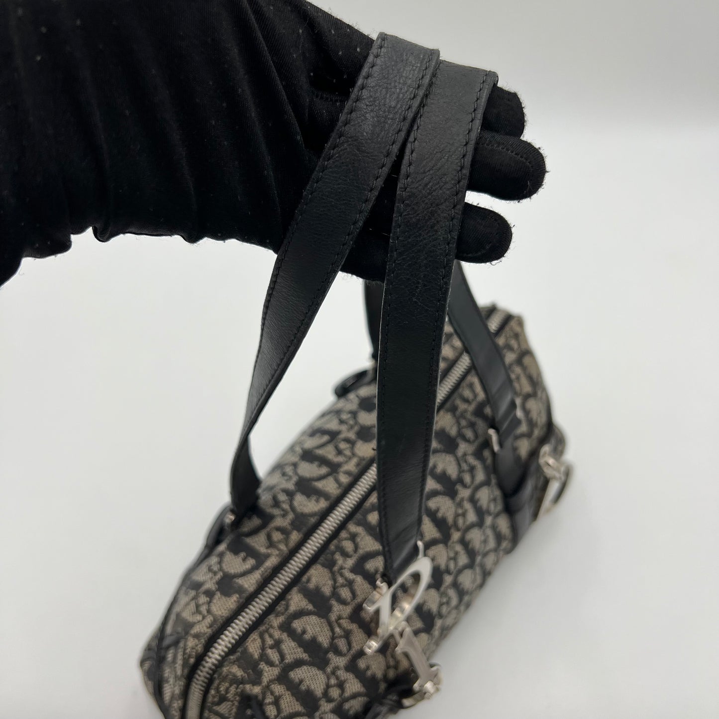 Christian Dior Black Oblique Canvas Spellout D Charm Boston