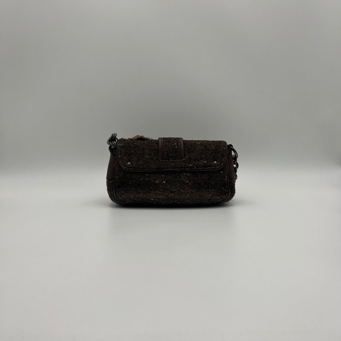 Prada Tweed Ricamo Crystal Applique Shoulder Bag