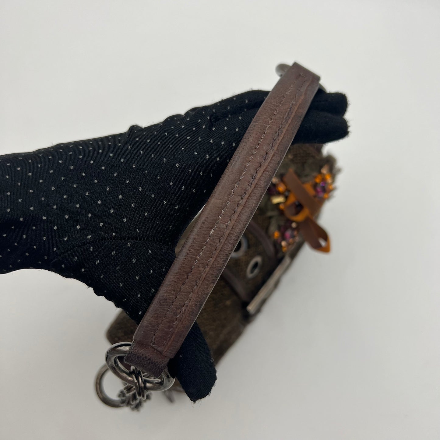 Prada Tweed Ricamo Crystal Applique Shoulder Bag