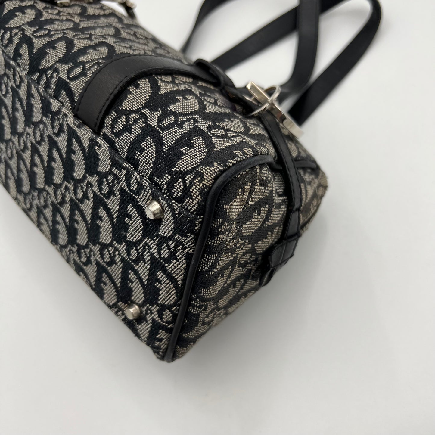Christian Dior Black Oblique Canvas Spellout D Charm Boston