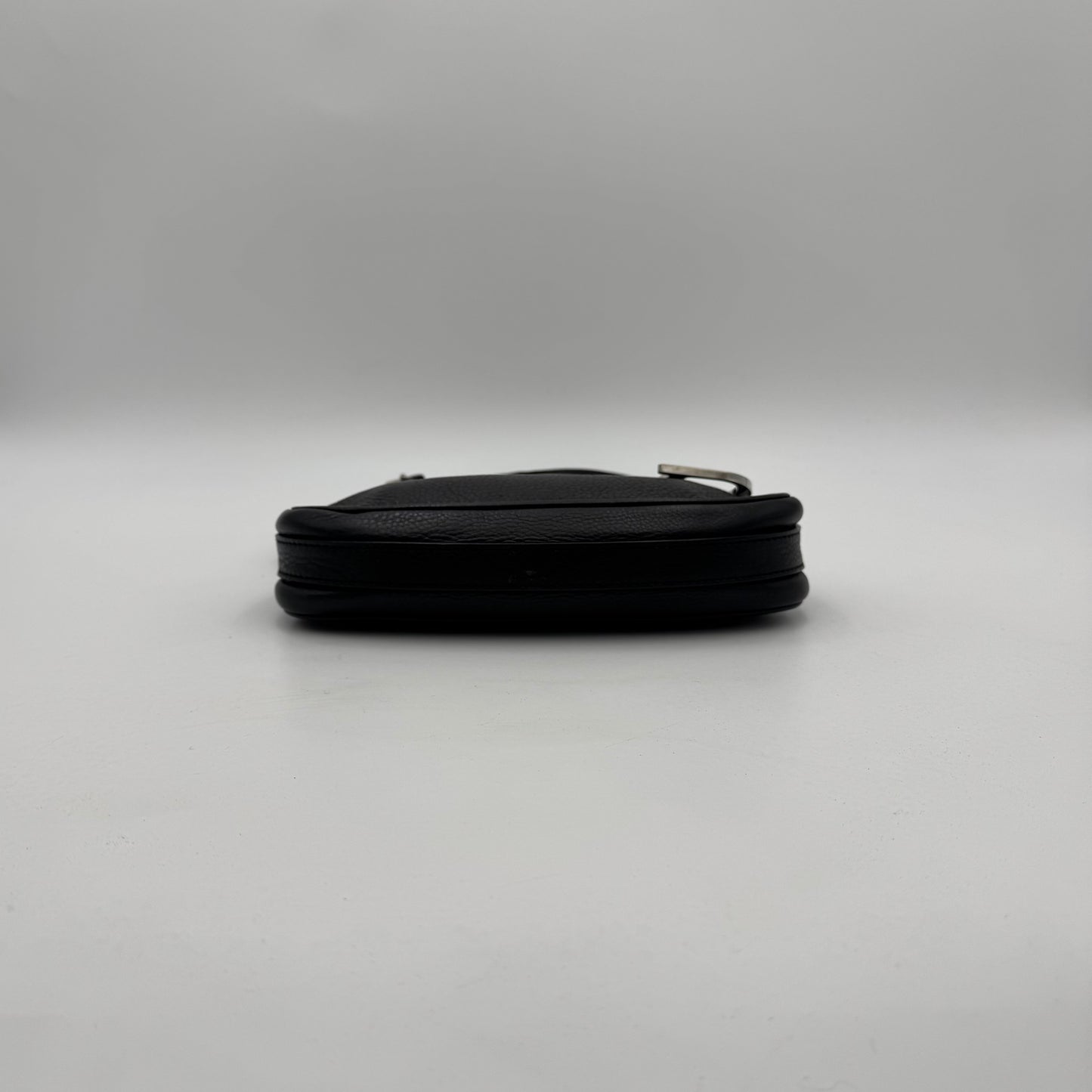 Christian Dior Black Leather Spellout D Charm Pochette SHW