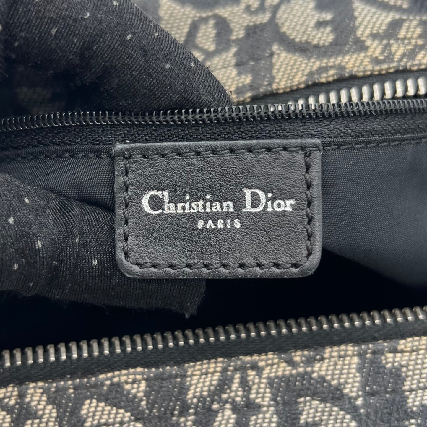 Christian Dior Black Oblique Canvas Spellout D Charm Boston