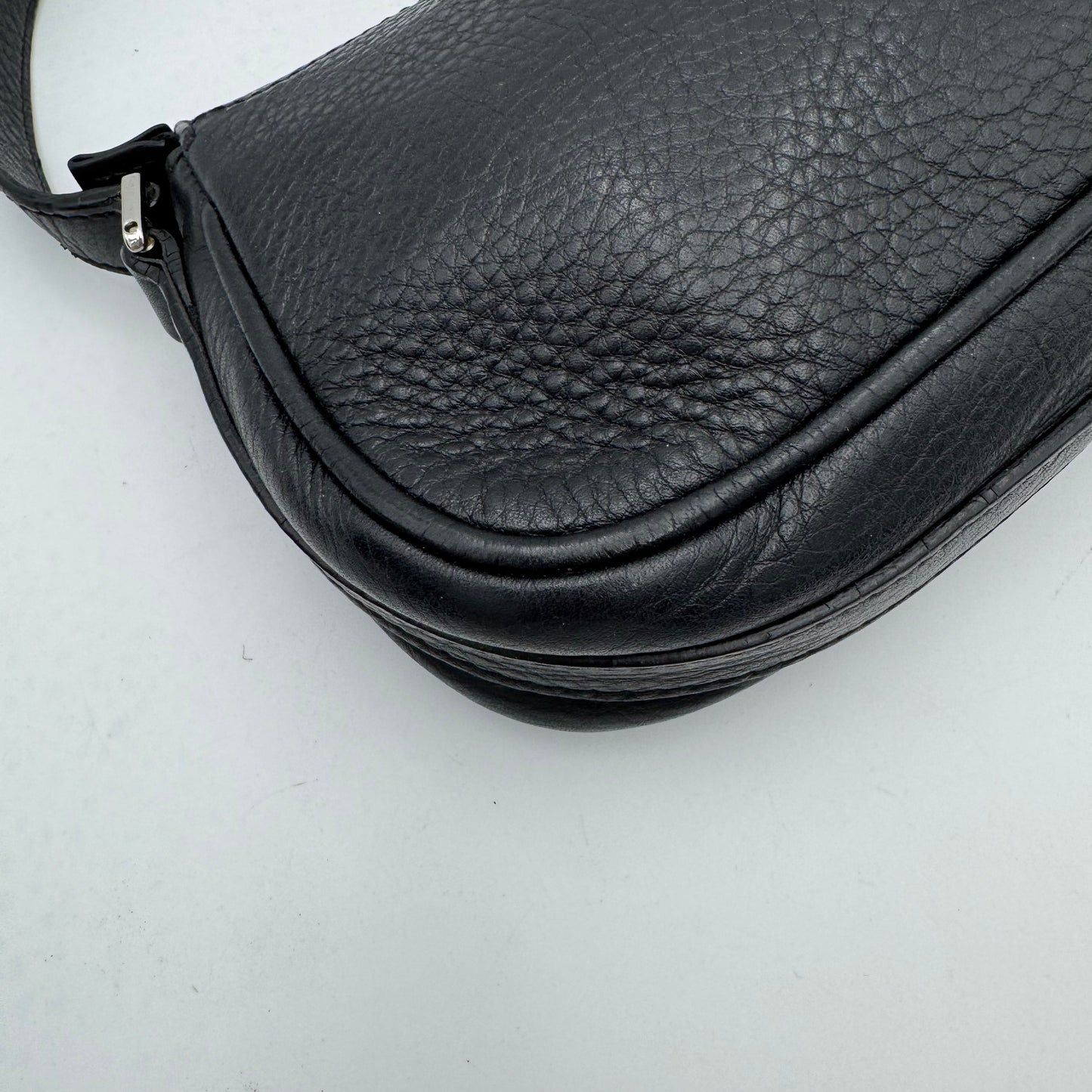 Christian Dior Black Leather Spellout D Charm Pochette SHW