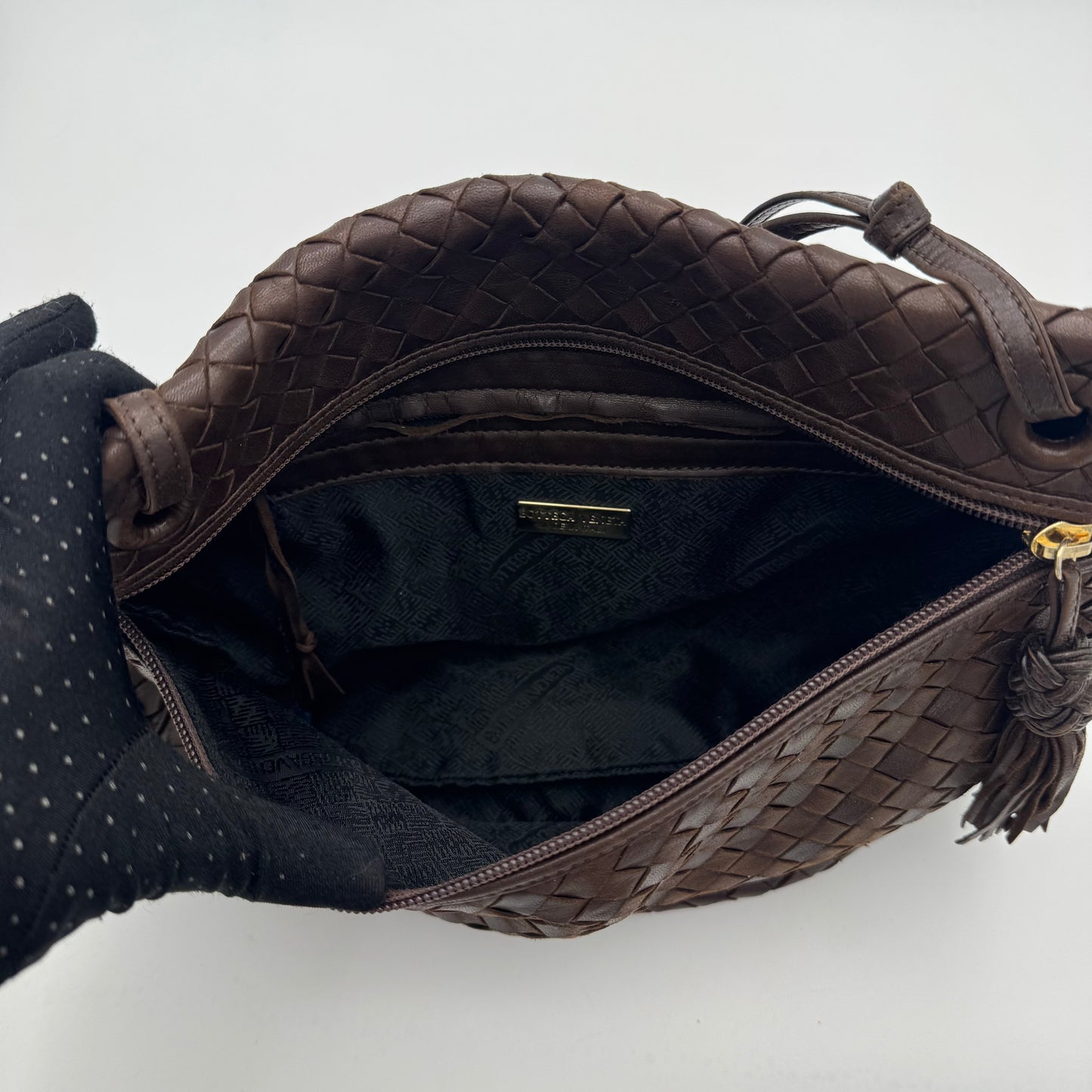 Bottega Veneta Brown Intrecciato Nappa Half Moon Crossbody