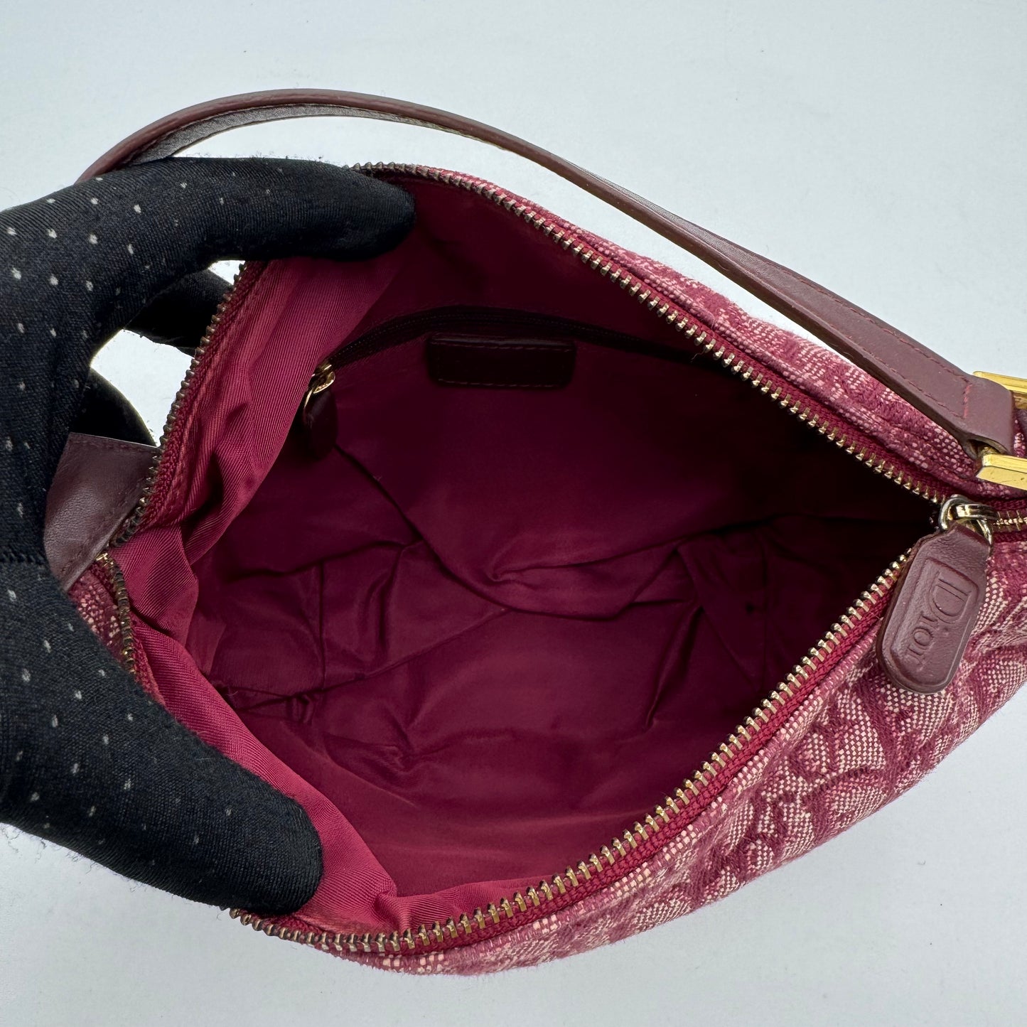 Christian Dior Burgundy Oblique Canvas Mini Handbag