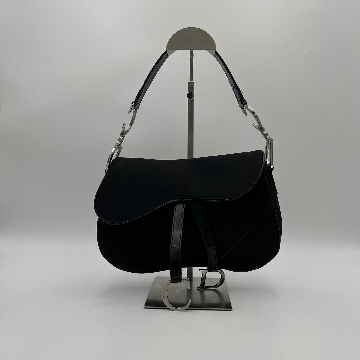 Christian Dior Black Nylon Double Saddle
