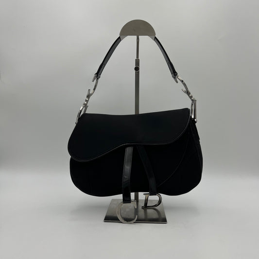 Christian Dior Black Nylon Double Saddle